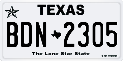 TX license plate BDN2305