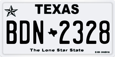 TX license plate BDN2328