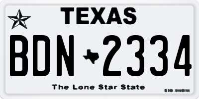 TX license plate BDN2334
