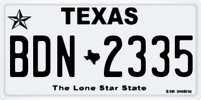 TX license plate BDN2335