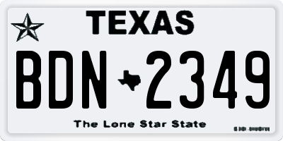 TX license plate BDN2349