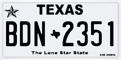 TX license plate BDN2351