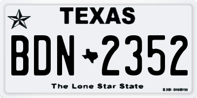 TX license plate BDN2352