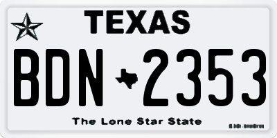 TX license plate BDN2353