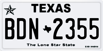 TX license plate BDN2355
