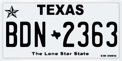 TX license plate BDN2363
