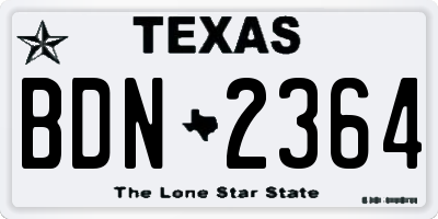TX license plate BDN2364