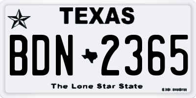TX license plate BDN2365