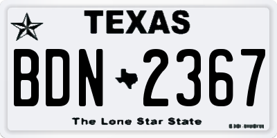 TX license plate BDN2367