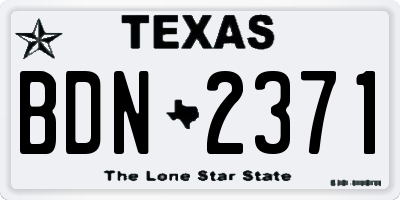 TX license plate BDN2371