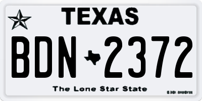 TX license plate BDN2372