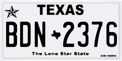TX license plate BDN2376