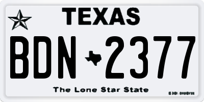 TX license plate BDN2377