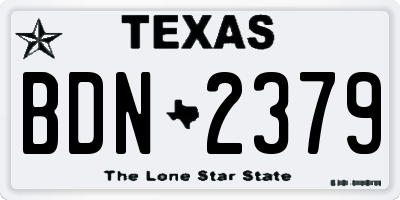 TX license plate BDN2379