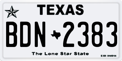 TX license plate BDN2383