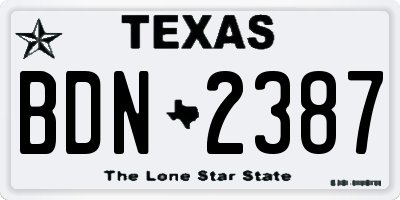TX license plate BDN2387