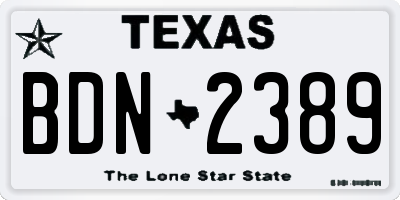 TX license plate BDN2389