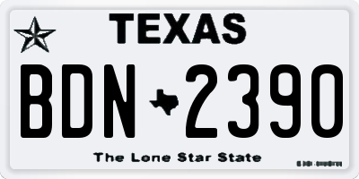 TX license plate BDN2390