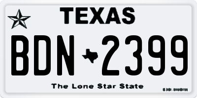 TX license plate BDN2399