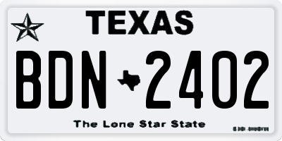 TX license plate BDN2402