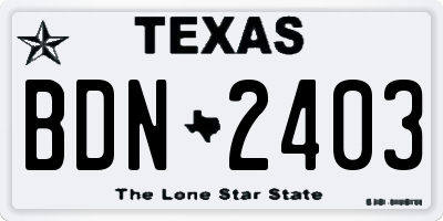 TX license plate BDN2403