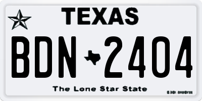 TX license plate BDN2404