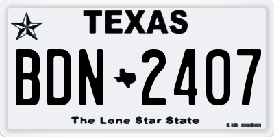 TX license plate BDN2407