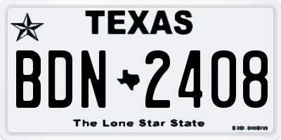 TX license plate BDN2408