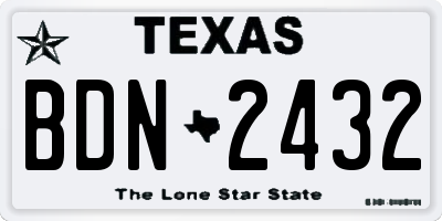 TX license plate BDN2432