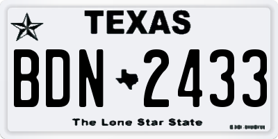 TX license plate BDN2433