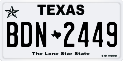 TX license plate BDN2449