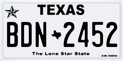 TX license plate BDN2452
