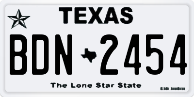TX license plate BDN2454
