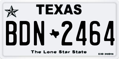 TX license plate BDN2464