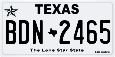 TX license plate BDN2465