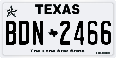 TX license plate BDN2466