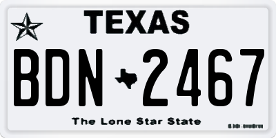 TX license plate BDN2467