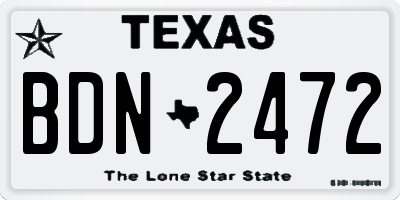 TX license plate BDN2472