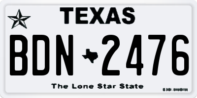 TX license plate BDN2476