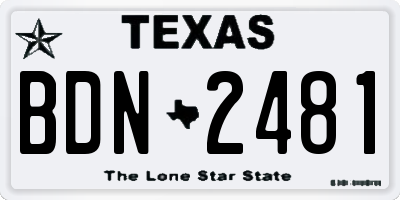 TX license plate BDN2481