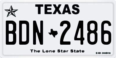 TX license plate BDN2486