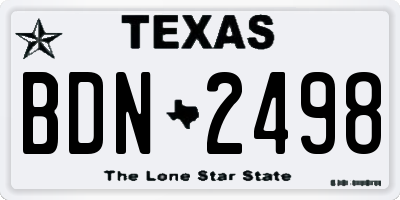 TX license plate BDN2498