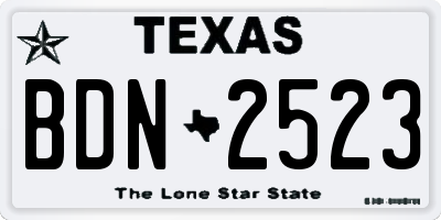 TX license plate BDN2523