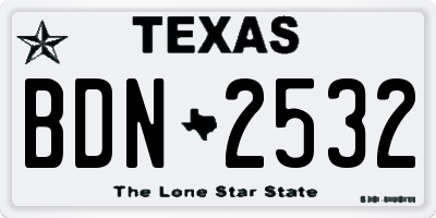TX license plate BDN2532