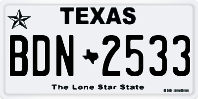 TX license plate BDN2533
