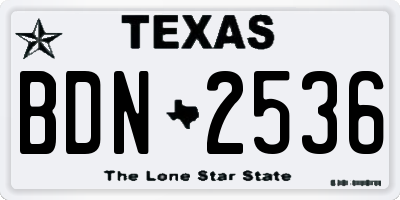 TX license plate BDN2536