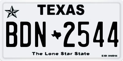 TX license plate BDN2544