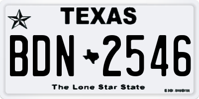 TX license plate BDN2546