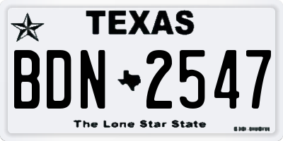 TX license plate BDN2547