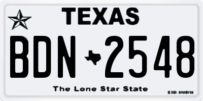TX license plate BDN2548